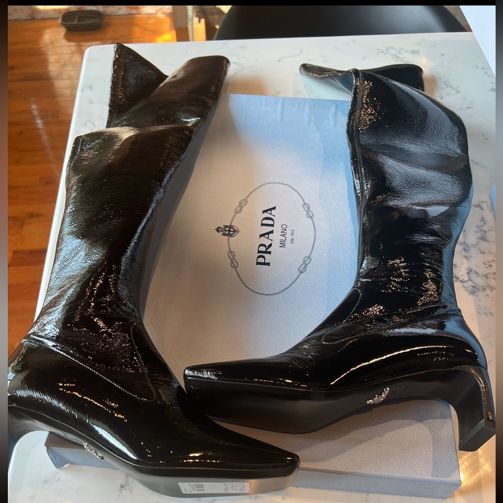 Black Patient Leather Over-knee Boot